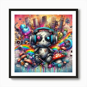 Psychedelic Teddy Bear Art Print