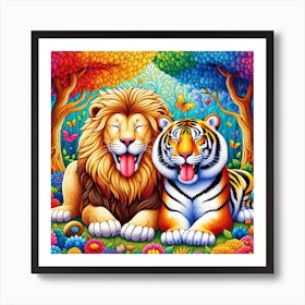 Lion And Tiger 2 Art Print