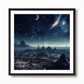 Space Landscape With Planets And Stars 2 Art Print