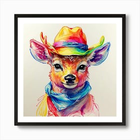 Cowboy Deer 3 Art Print