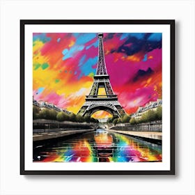 Rainbow Eiffel Tower Art Print