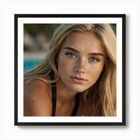 Beautiful Young Woman With Freckles Art Print