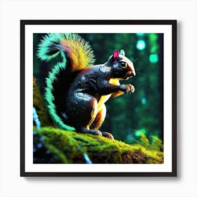 Robot Squirrel In The Forest Art Print
