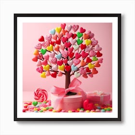 Candy hearts tree in Valentines day 3 Art Print