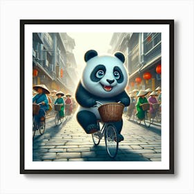 Panda Bear On A Bicycle 6 Art Print