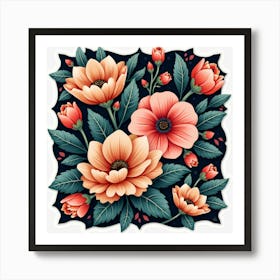 Flowers In A Square Art Print