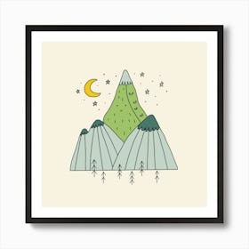 Mountain With Stars Art Print