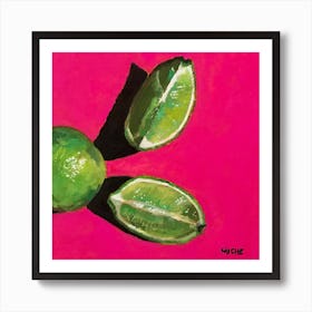 Limes On Pink 2 Art Print