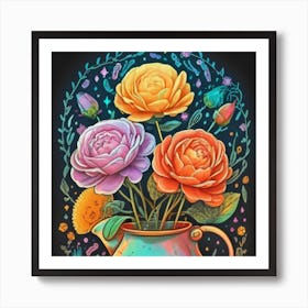 Luminous pastel flowers 10 Art Print