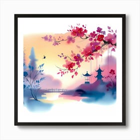 Chinese Watercolor Painting 1 Art Print