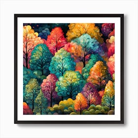 Colorful Trees 1 Art Print