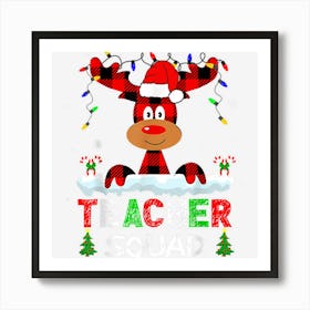 Teacher Squad Reindeer Teach School Santa Christmas Xmas Art Print