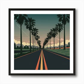 Palm Trees On The Road 1 Art Print