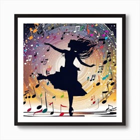 Dancer With Music Notes 3 Art Print