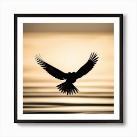 Silhouette Of A Bird In Flight Art Print