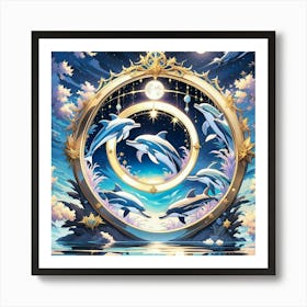 Dolphins In A Circle 1 Art Print