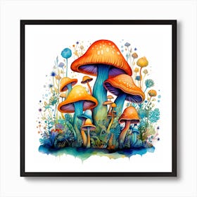 Mushrooms And Flowers 37 Art Print