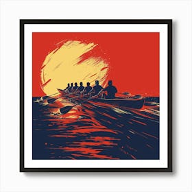 Rowing At Sunset 2 Art Print