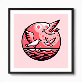 Seagulls Flying In The Sky Art Print