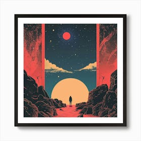 Man Walking Through A Desert 1 Art Print