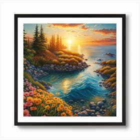 Sunset By The Sea Art Print