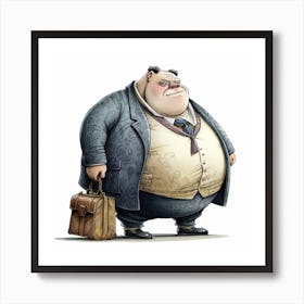 Fat Guy With Briefcase Art Print