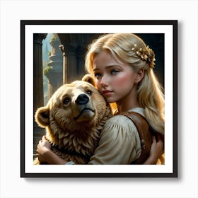 Princess And Her Bear Art Print