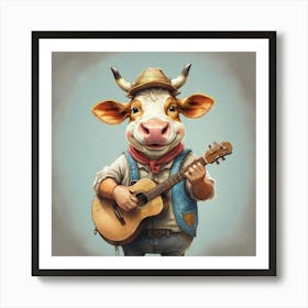 Cow With Guitar 1 Art Print