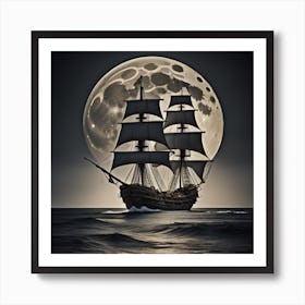Ancient Ship in the sea Art Print
