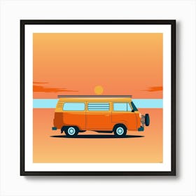 Volkswagen Camper Van at Sunset 1 Art Print