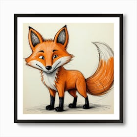 Fox Drawing Art Print