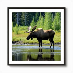 Moose Antlers Wildlife Herbivore North America Forest Majestic Large Bull Cow Calf Solita Art Print