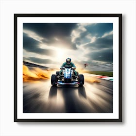 A Man Racing With A Helmet On In Racing Car 644619815 Art Print