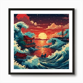 Default Katsushika Hokusais Japanese Depiction Of A Very Turbu 0 2 Art Print