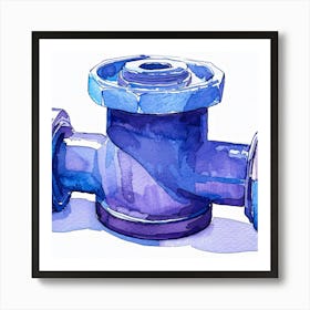 Watercolor Illustration Of A Blue Pipe Art Print