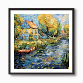 Impressionist Mosaic: Brushstroke Riverside Euphony Art Print