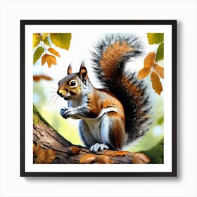 Squirrel In Autumn 7 Art Print