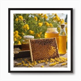 Bees And Honeycombs Art Print