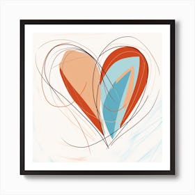 Swirl Brown & Blue Heart 1 Art Print