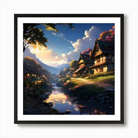 Village Hd Wallpaper Art Print