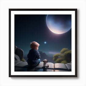 Puppy Love: Gazing into the Galaxy Art Print