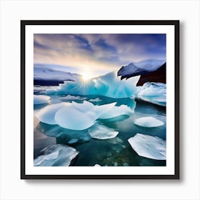 Icebergs In The Water 13 Art Print