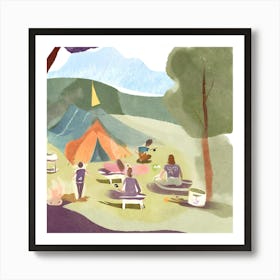 Campfire In The Woods Art Print