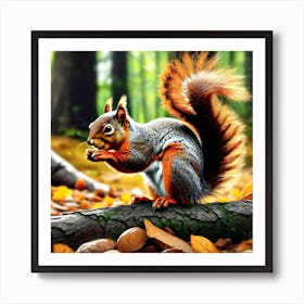 Squirrel In The Forest 395 Art Print