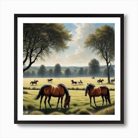 Horses In The Meadow 1 Art Print