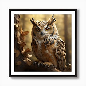 Owl In The Forest Art Print