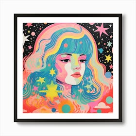 Surreal Space Girl Illustration Art Print