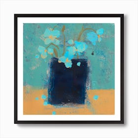 Blue Pansies In Indigo Jar Square Art Print