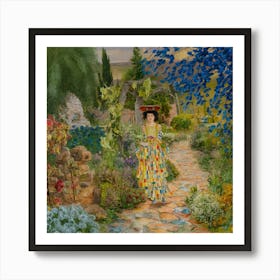 Cottage Garden, Gustav Klimt Inspired Cat 6 Art Print