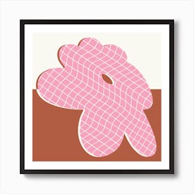 Distorted Flower Shape On Color Block Background 1 Art Print